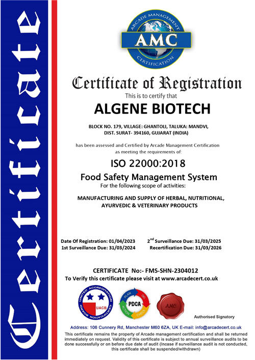 ISO 22000:2005 Certified